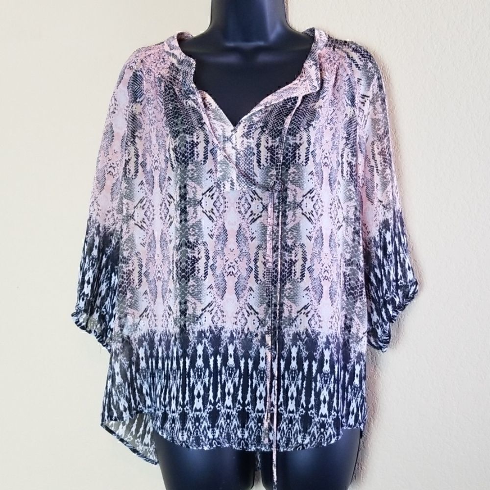 Bar III Long Sleeve Sheer Top